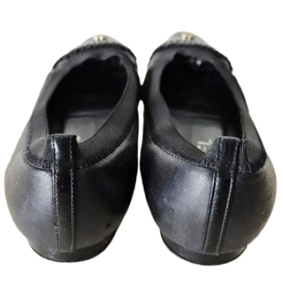 Chanel Black Patent Cap Toe Ballet Flats Size 36 (US 6) Classic CC Logo - Picture 4 of 6